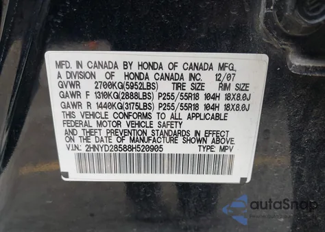 2008 Acura Mdx Sport Package from USA, damaged, VIN 2HNYD28588H520905
